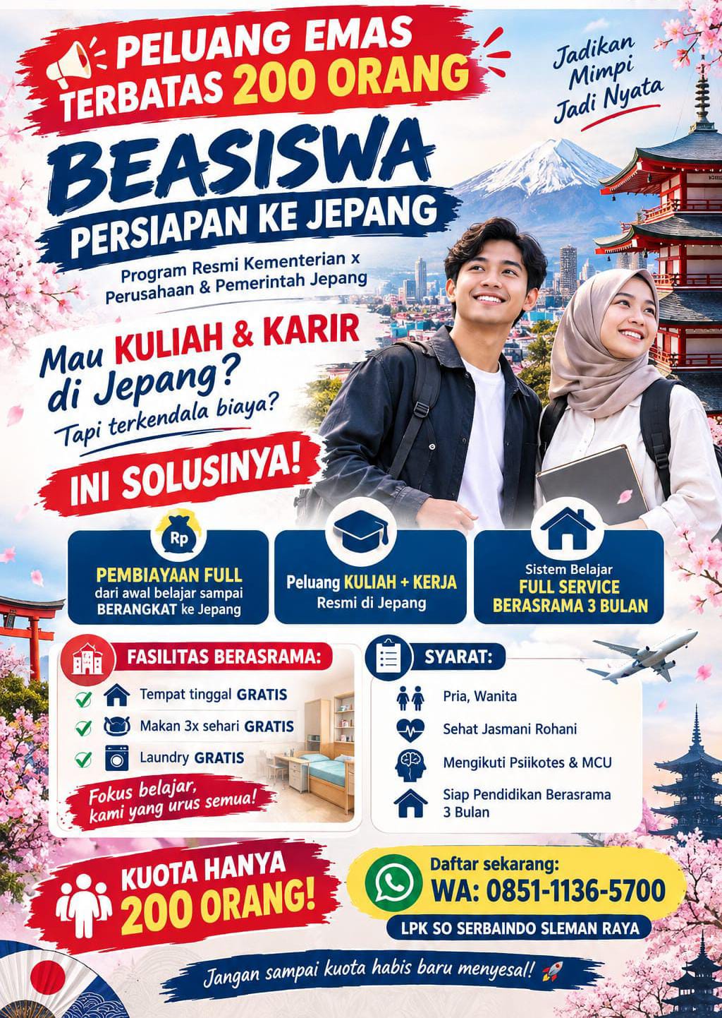Brosur Beasiswa Kuliah & Kerja Jepang